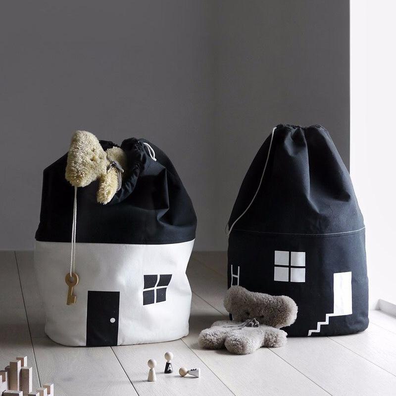 Canvas House Storage Bags Drawstring Bag Tidy The Room for Children’s Toys