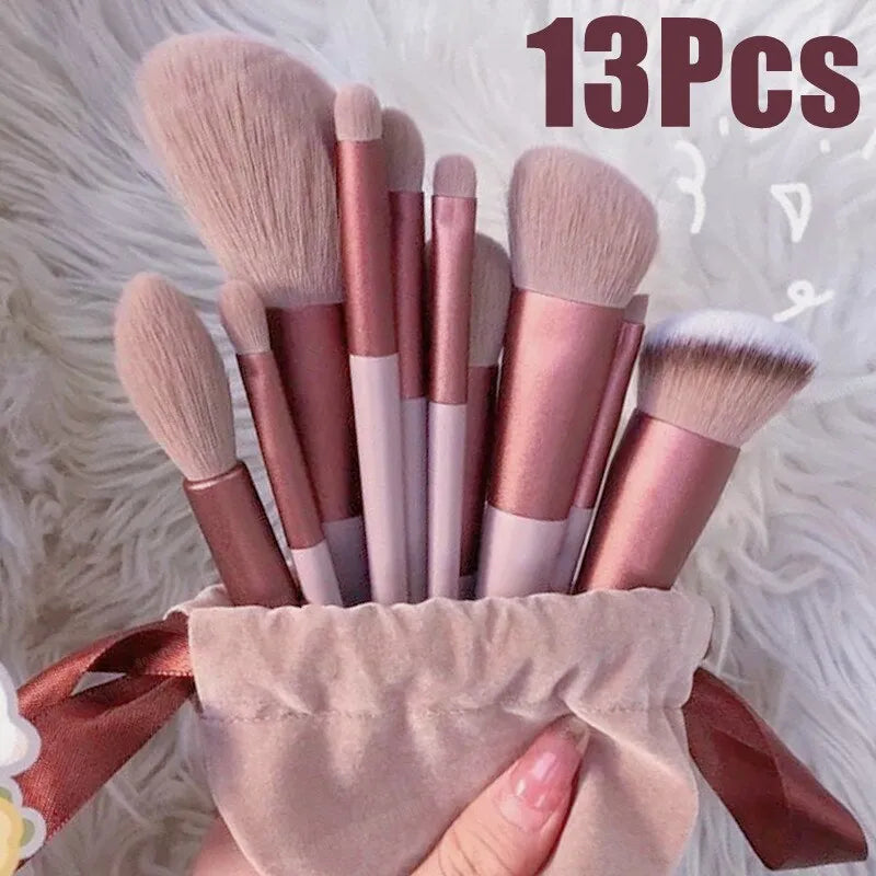 13 PCS Makeup Brushes Set EyeShadow Foundation Cosmetic Brush Blush Tool Bag