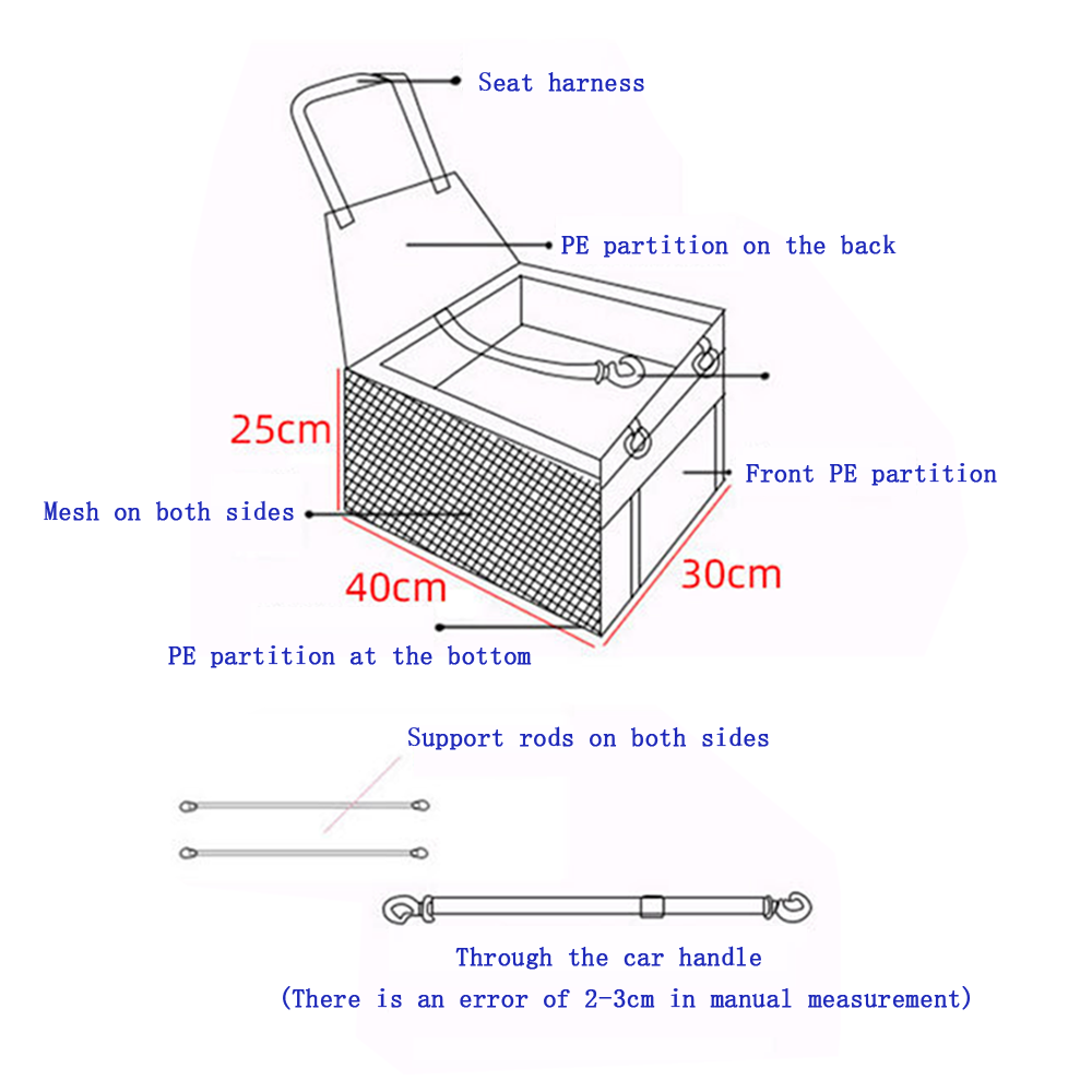 Portable Waterproof Car Booster Seat Pet Dog Cat Travel Cage Carrier Basket Bag