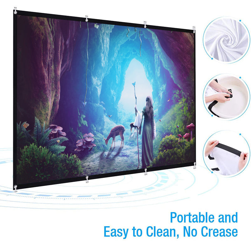 100 Inch Foldable Projection Screen 16:9 HD 4K Home Theater Cinema Movie Projector Screen