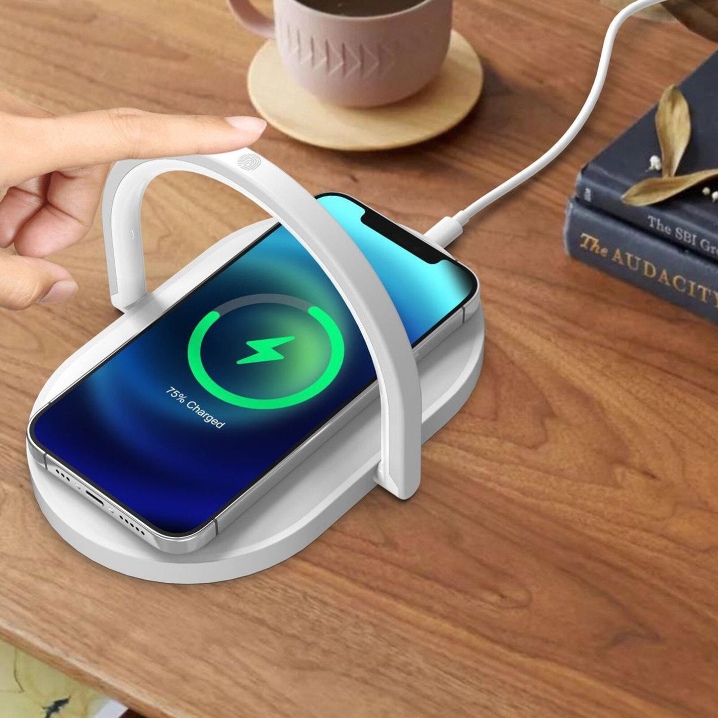 3 in 1 Wireless Charging Bedside Lamp - Wireless Charging, Smartphone Stand, and Bed Side Light