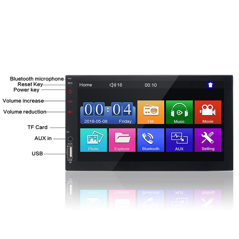 7 Inch Car Radio Apple Andriod Carplay BT Car Stereo Touch Screen Double 2Din+Camera