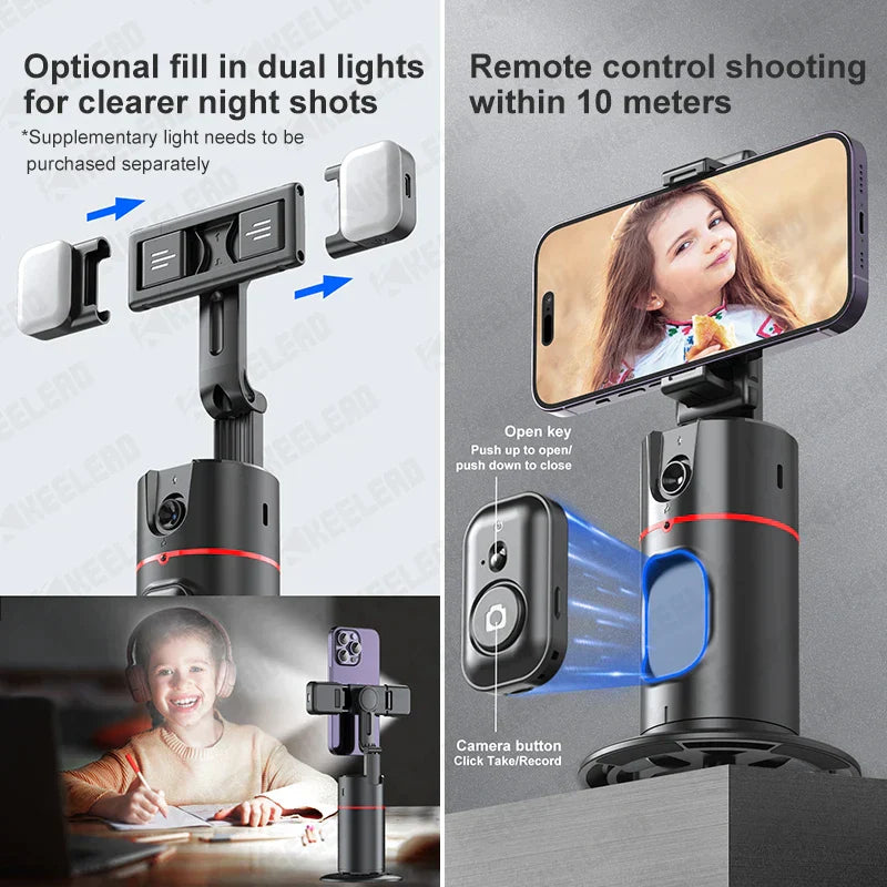 360 Rotation Motion Tracking Mount For Vlogging,Ai Smart Gimbal Face Tracking Gimbal Stabilizer