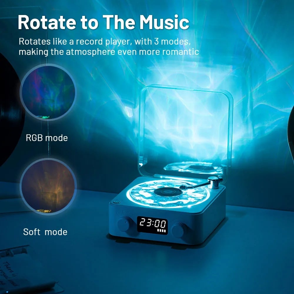 The Waves Bluetooth Vinyl Player, Vintage Vinyl Record Player Bluetooth Speaker