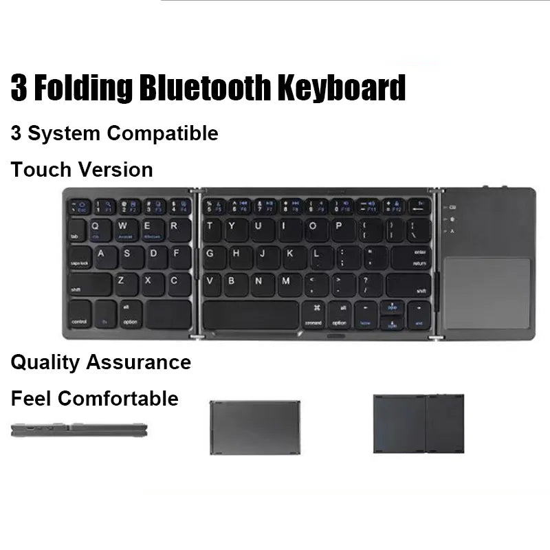 Folding Wireless Bluetooth Keyboard With Touchpad For Windows, Android, IOS Phone