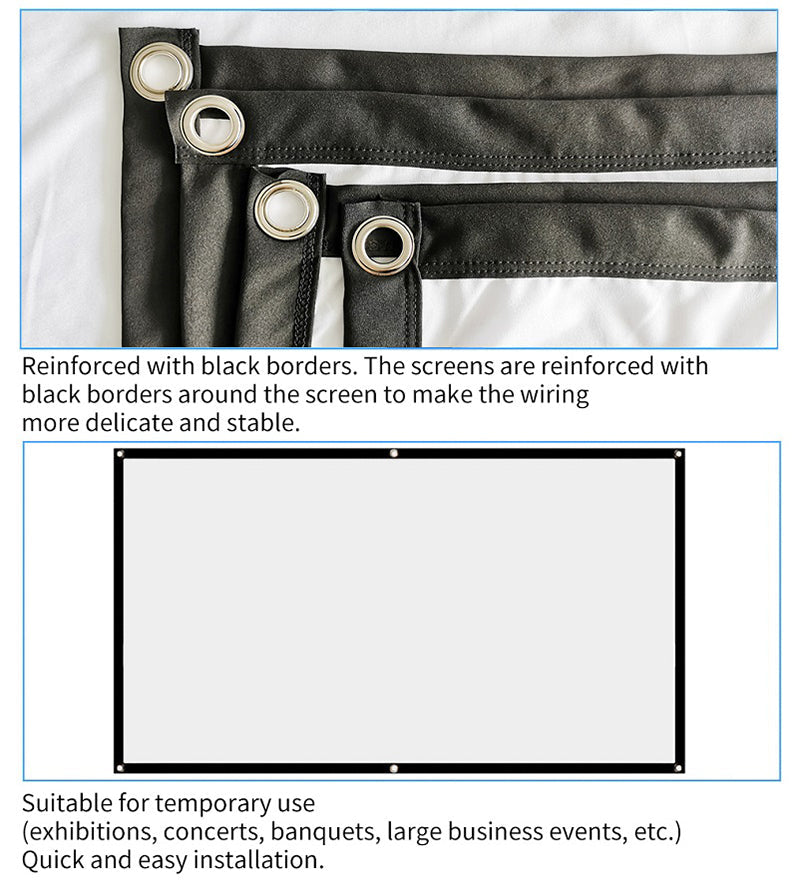 100 Inch Foldable Projection Screen 16:9 HD 4K Home Theater Cinema Movie Projector Screen