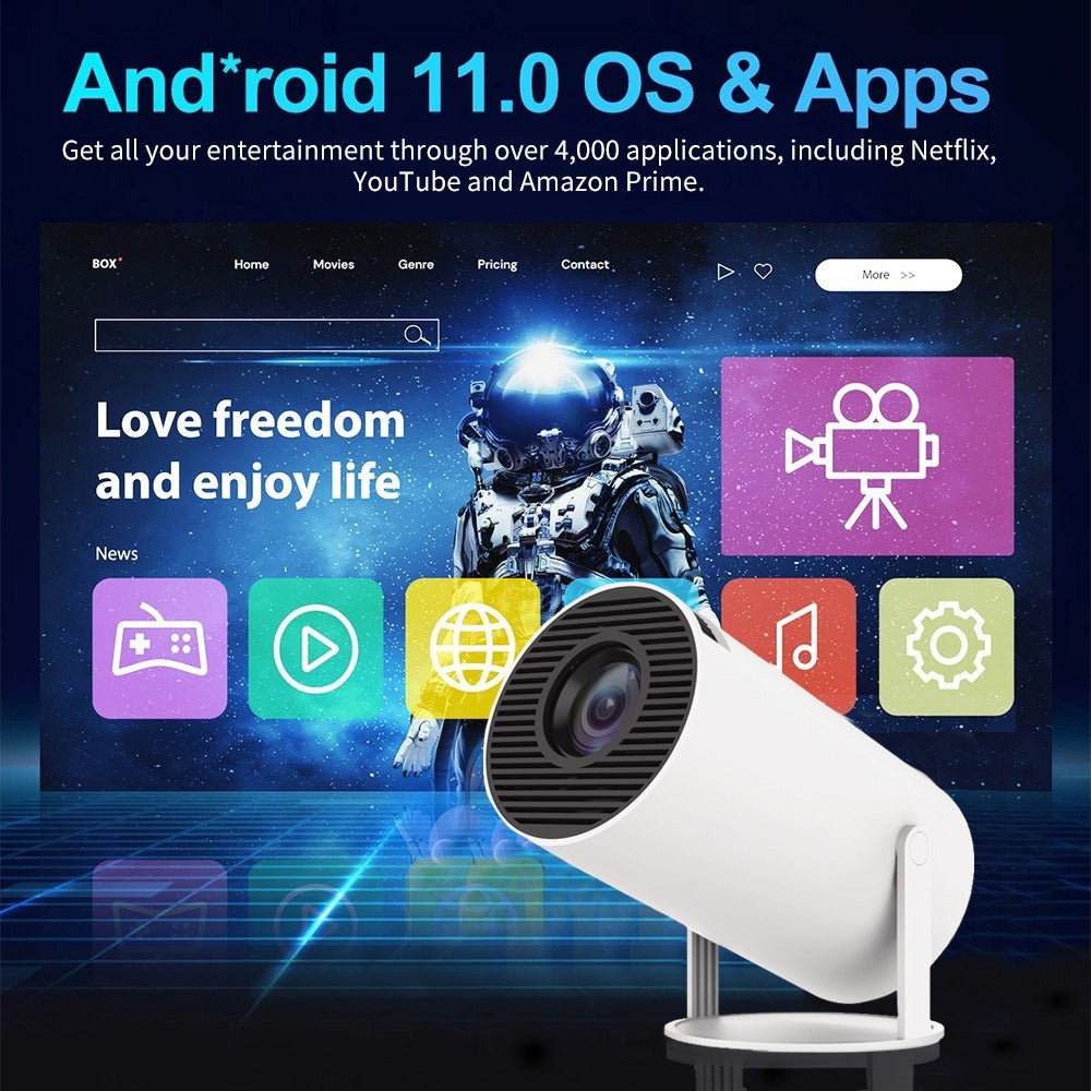 Portable Android 11 5G 1080P WiFi Projector for Gaming with Game Controller