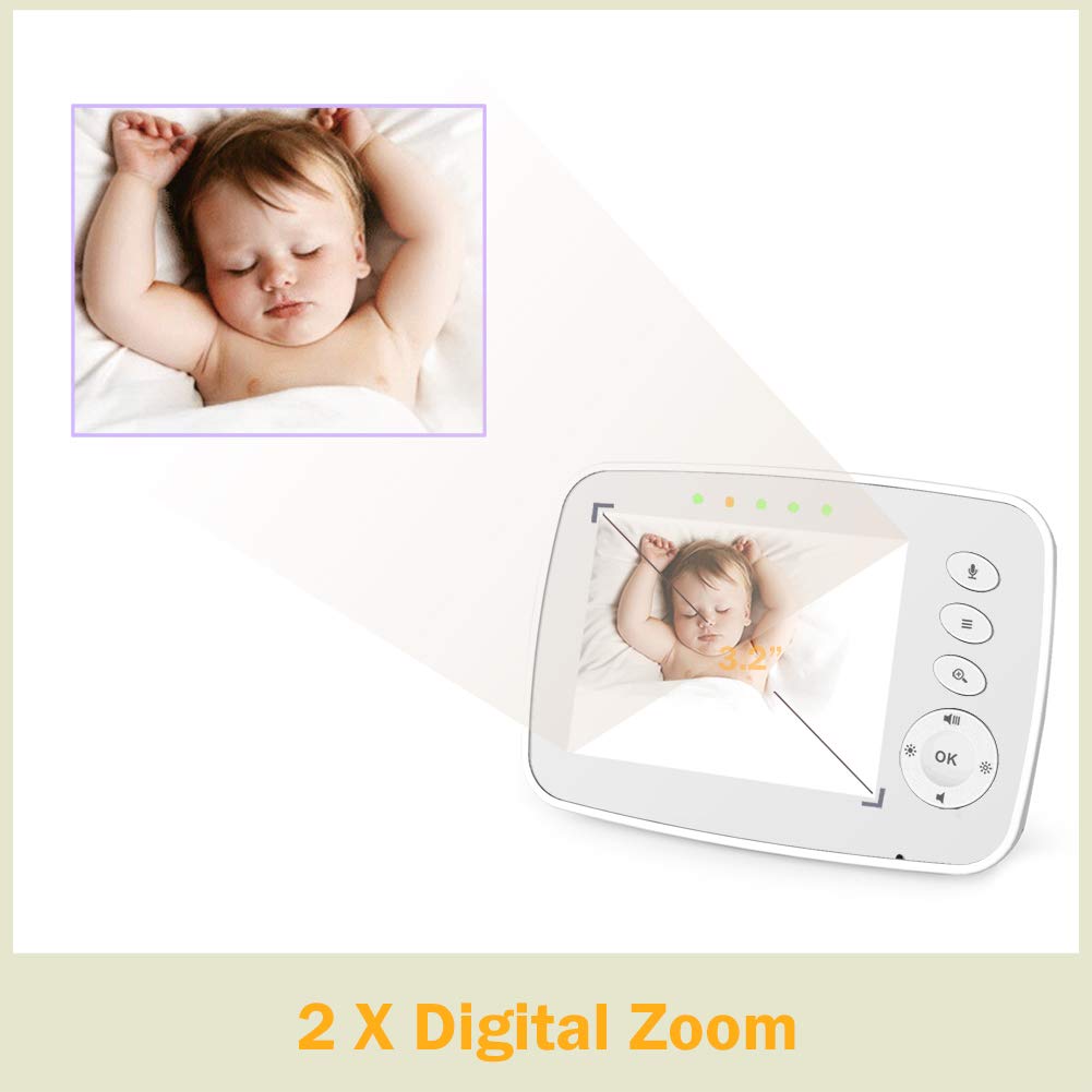 Baby Monitor, 2-Way Talk 3.2 Inch Digital Wireless Newborn Monitor
