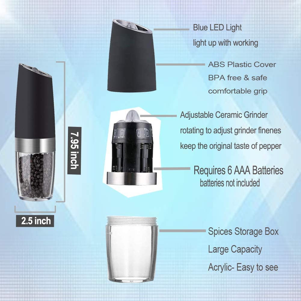 Electric Salt And Pepper Grinder Automatic Coarseness & gravity Sensor