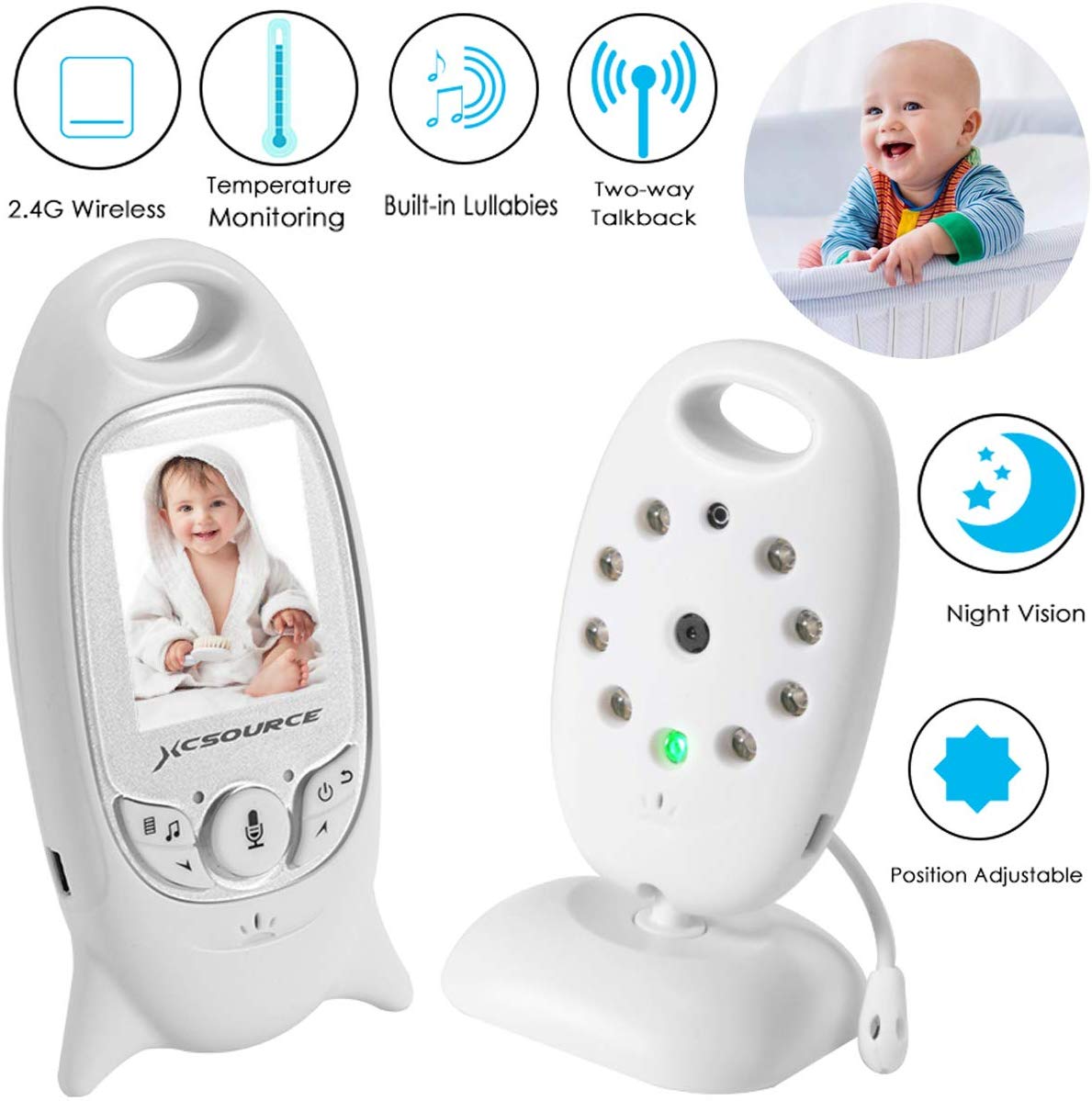 LCD Wireless Video Baby Monitor Night Vision Monitor Lullabies Baby Pet Surveillance Monitor