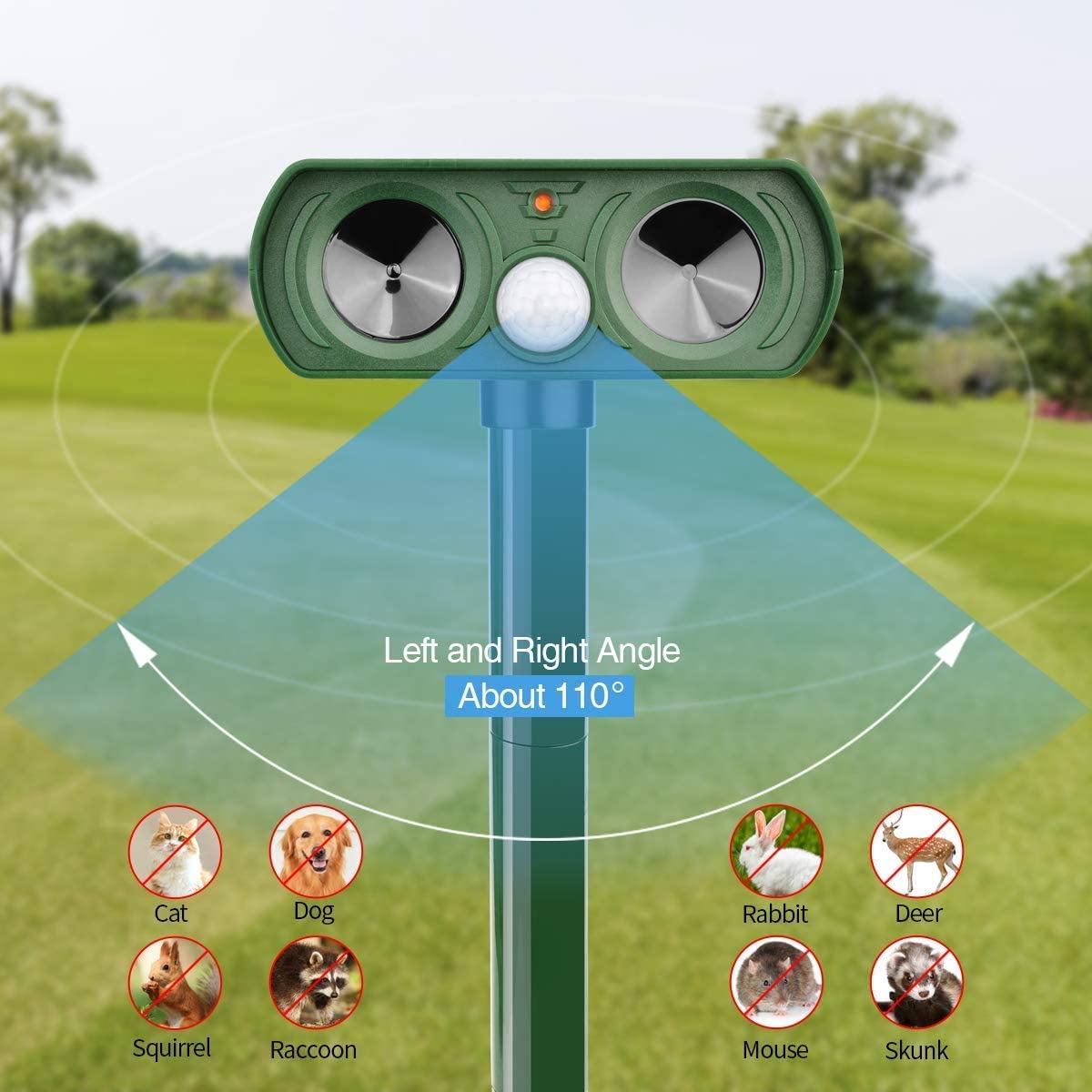 Animal Repellent Ultrasonic Animal Repeller Solar Powered Cats Birds Repellent, Deterrent Chaser Protect Farm Garden Yard