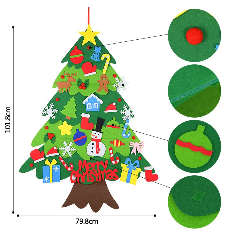 DIY Felt Christmas Tree Set 32 pcs Detachable Ornaments Interactive Felt Christmas Tree