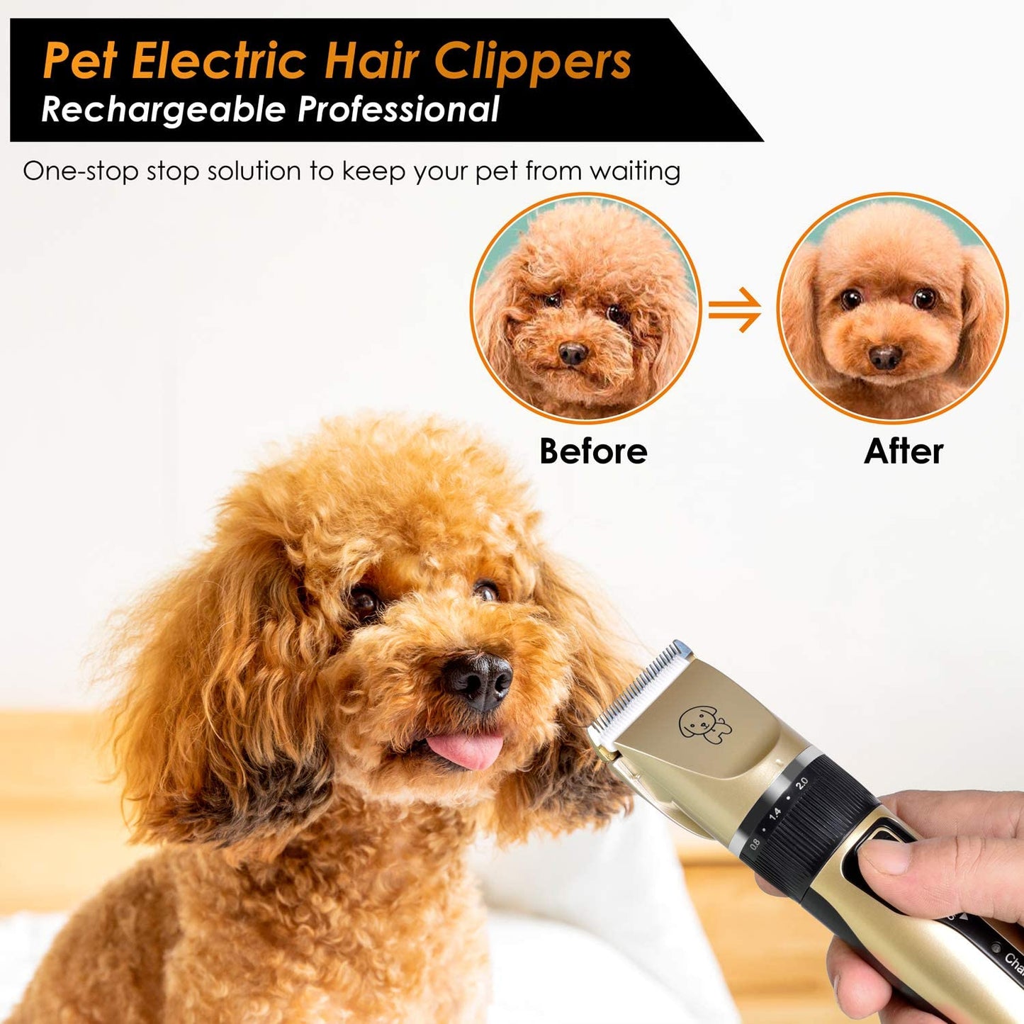 Dog Shaver Clippers Low Noise Rechargeable Cordless Electric Quiet Hair Clipper Grooming Kit Set