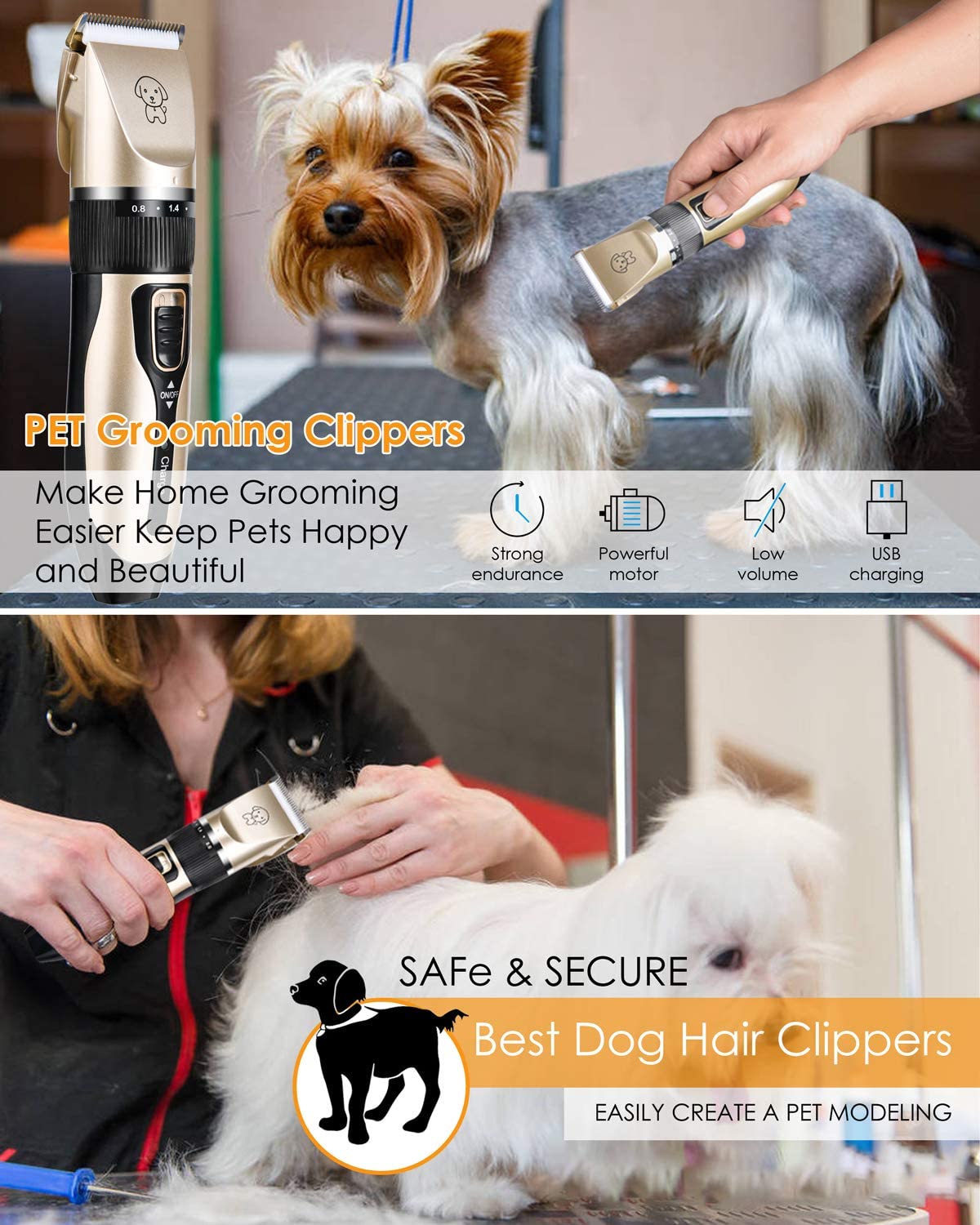 Dog Shaver Clippers Low Noise Rechargeable Cordless Electric Quiet Hair Clipper Grooming Kit Set