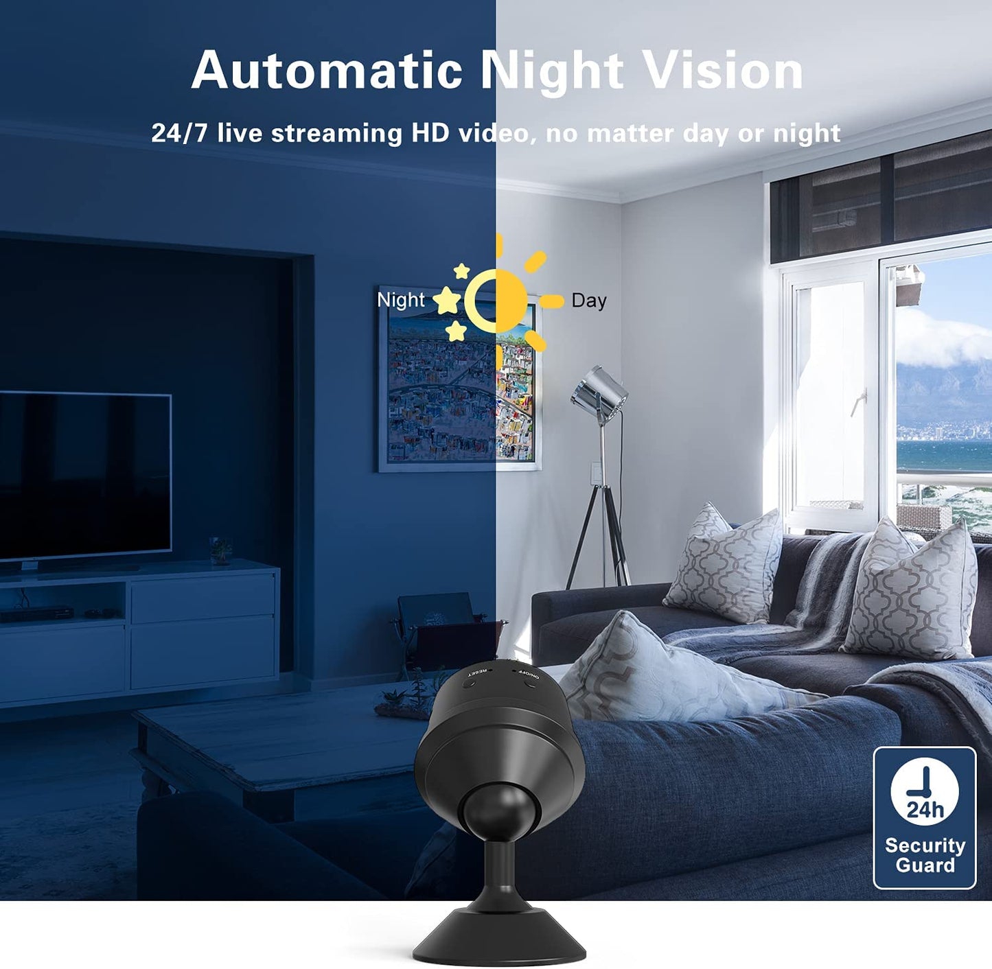 HD 1080P Portable Home Security Camera With 32G Memory Card, with Night Vision and Motion Activation Function
