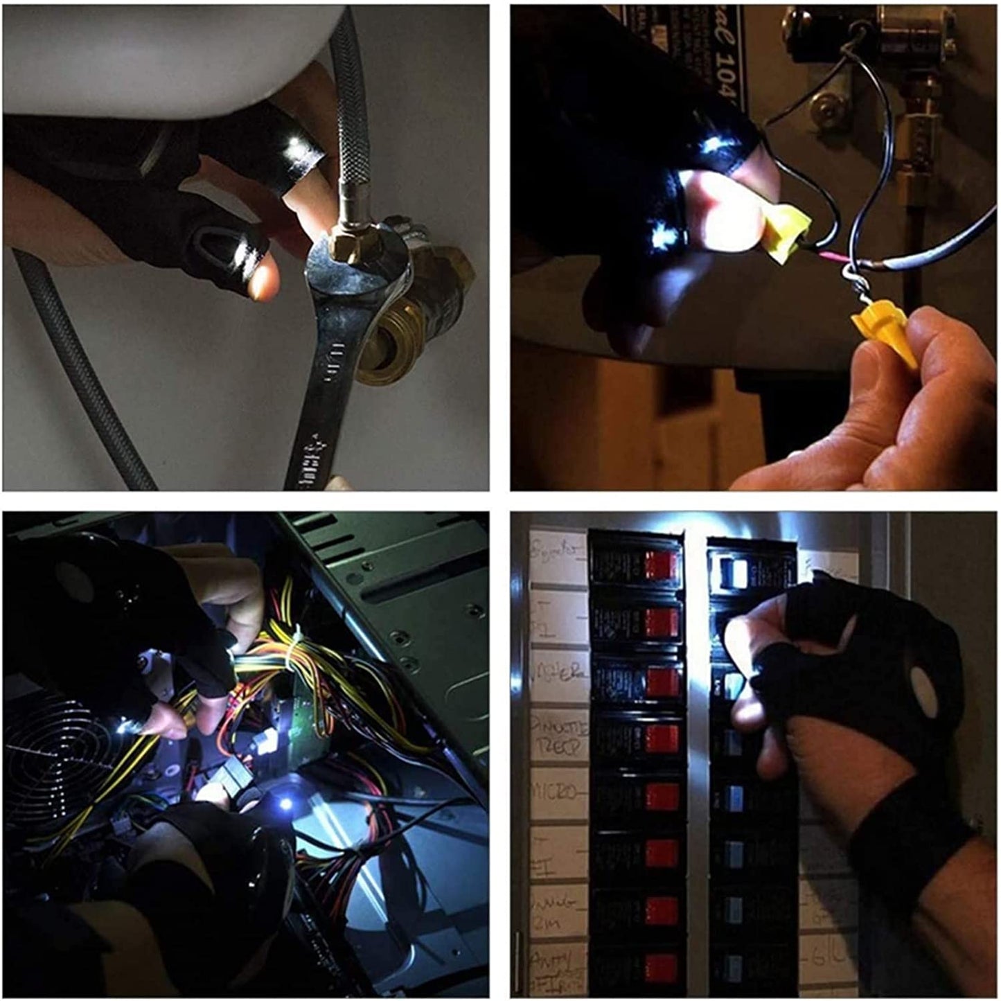 Finger Glove with LED Light Flashlight Gloves Outdoor Gear Rescue Night Fishing