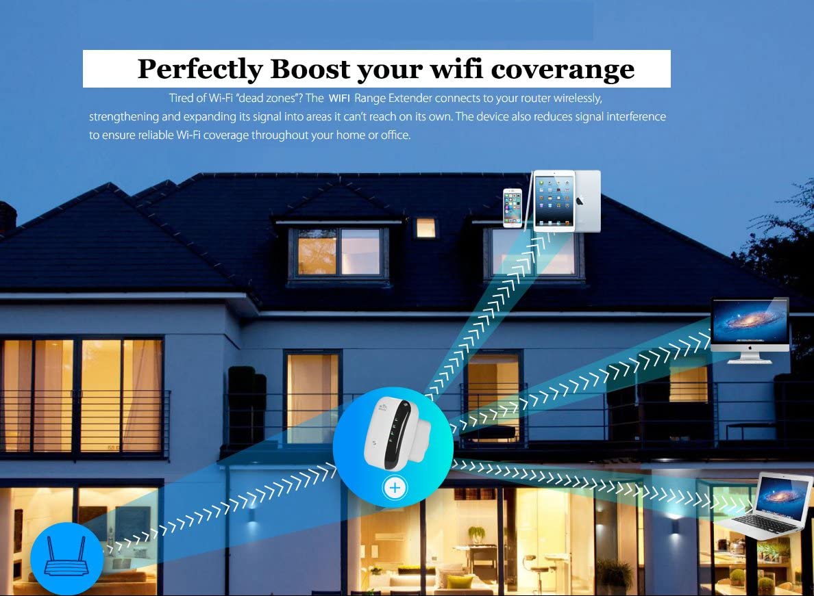 300M WiFi Repeater Network Extender Amplifier Wall Plug Design Wifi Signal Booster for Office Home