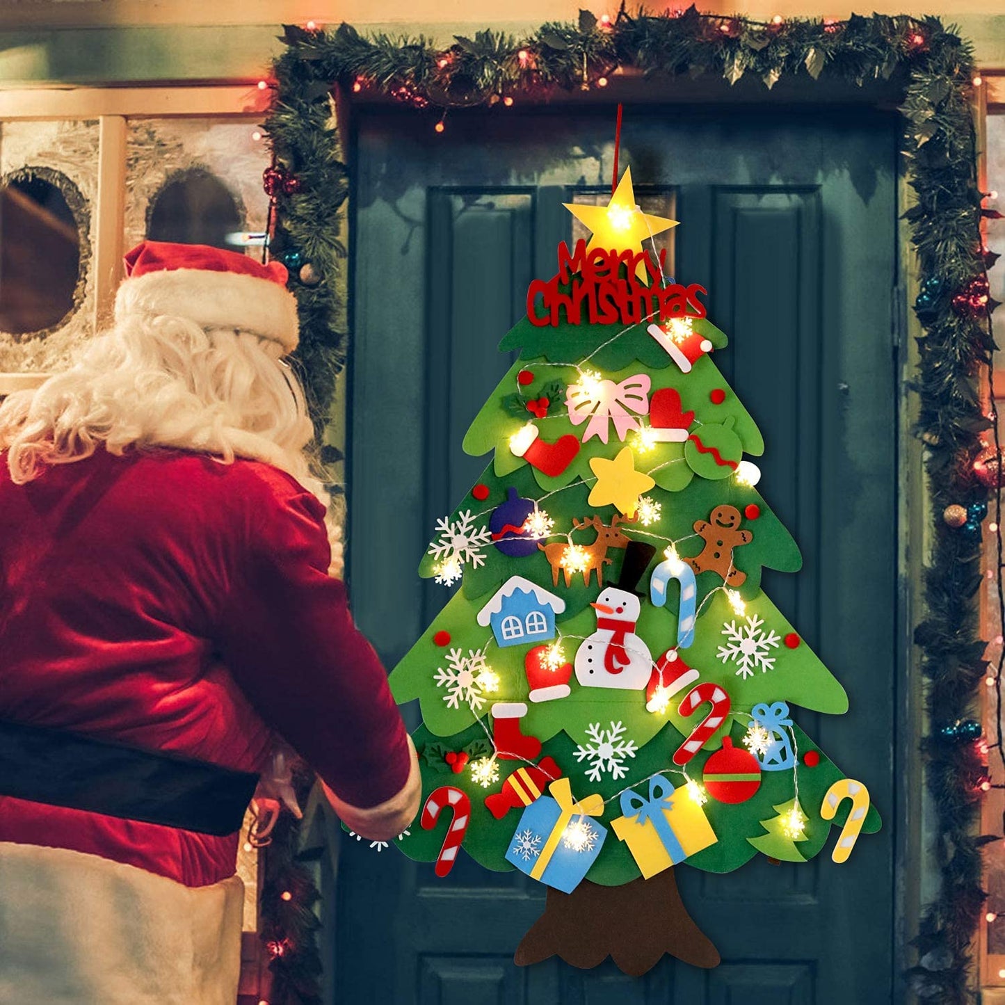 DIY Felt Christmas Tree Set 32 pcs Detachable Ornaments Interactive Felt Christmas Tree