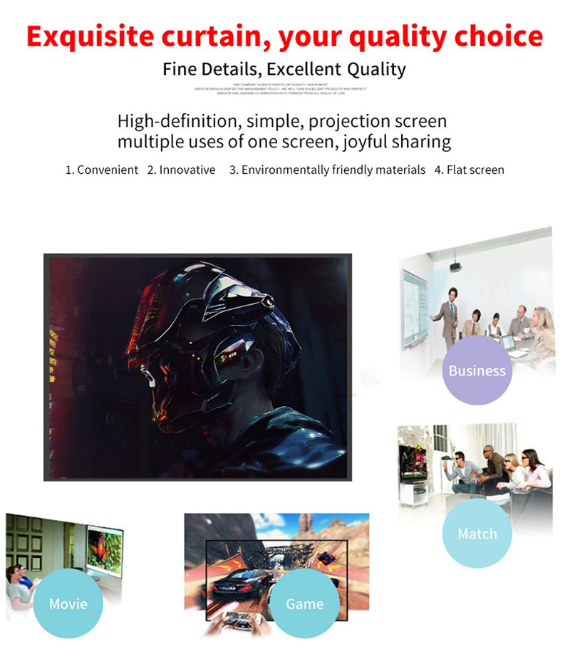 100 Inch Foldable Projection Screen 16:9 HD 4K Home Theater Cinema Movie Projector Screen