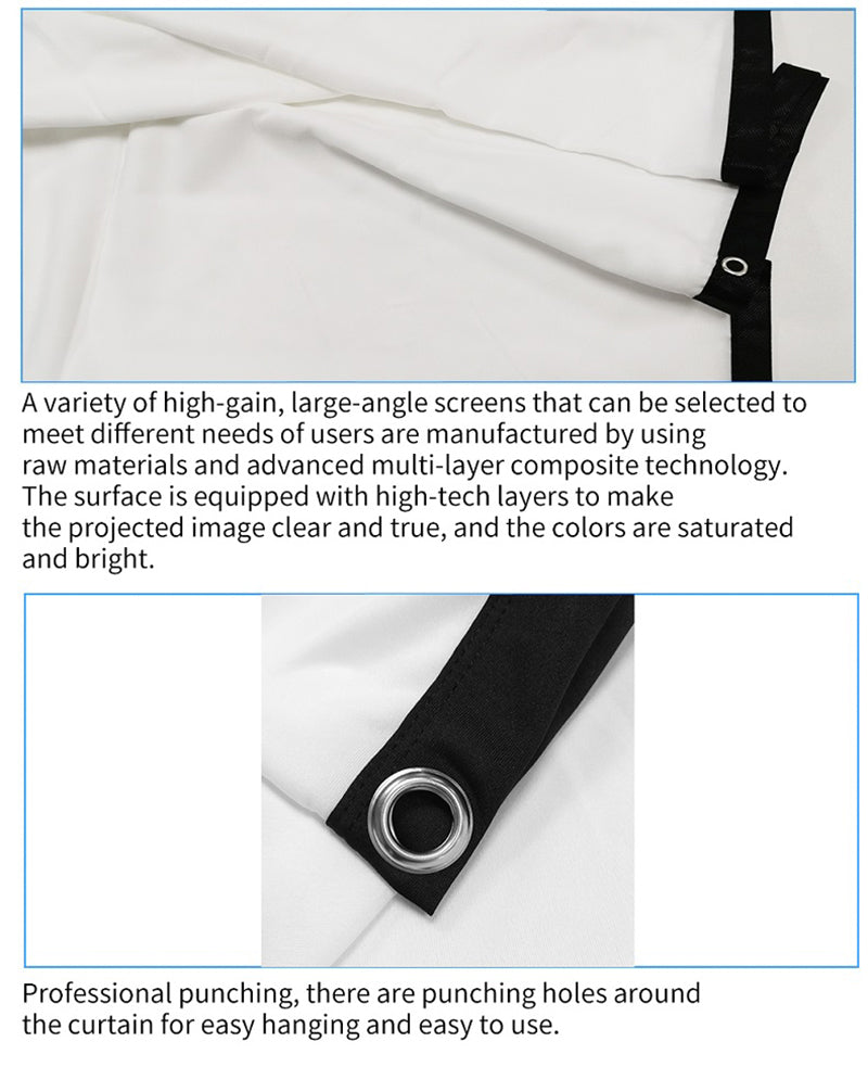 100 Inch Foldable Projection Screen 16:9 HD 4K Home Theater Cinema Movie Projector Screen