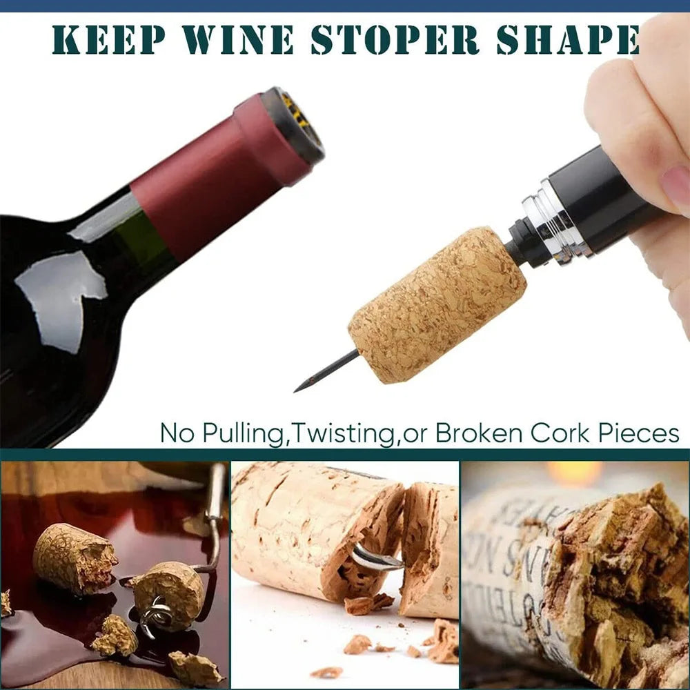 Effortless Air Pressure Wine Bottle Opener with Foil Knife Easy & Cork-Friendly