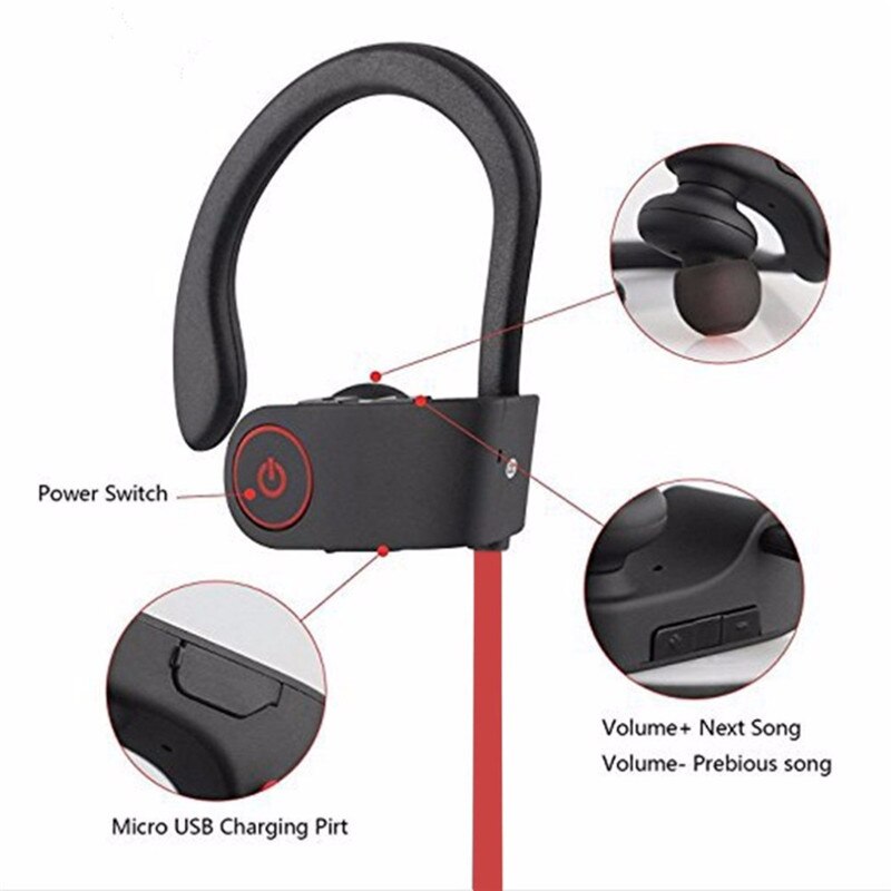Bluetooth Stereo Sport Earphones With MicroPhone - Perfect for Running, Gym and Exercise