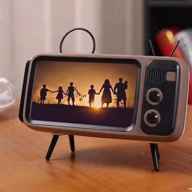 Retro TV Design 6.2-6.7 inch Cell Mobile Phone Holder Stand Desktop Lazy Bracket