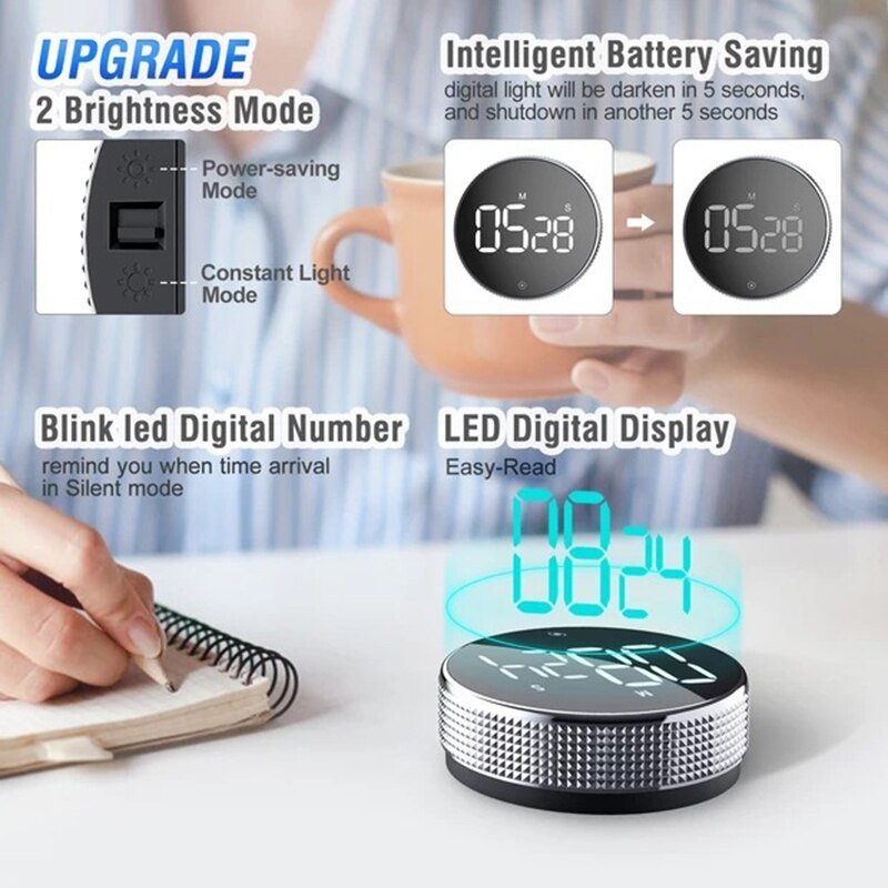 Magnetic Digital Smart Timer  Kitchen Cooking Shower Study Stopwatch LED Counter