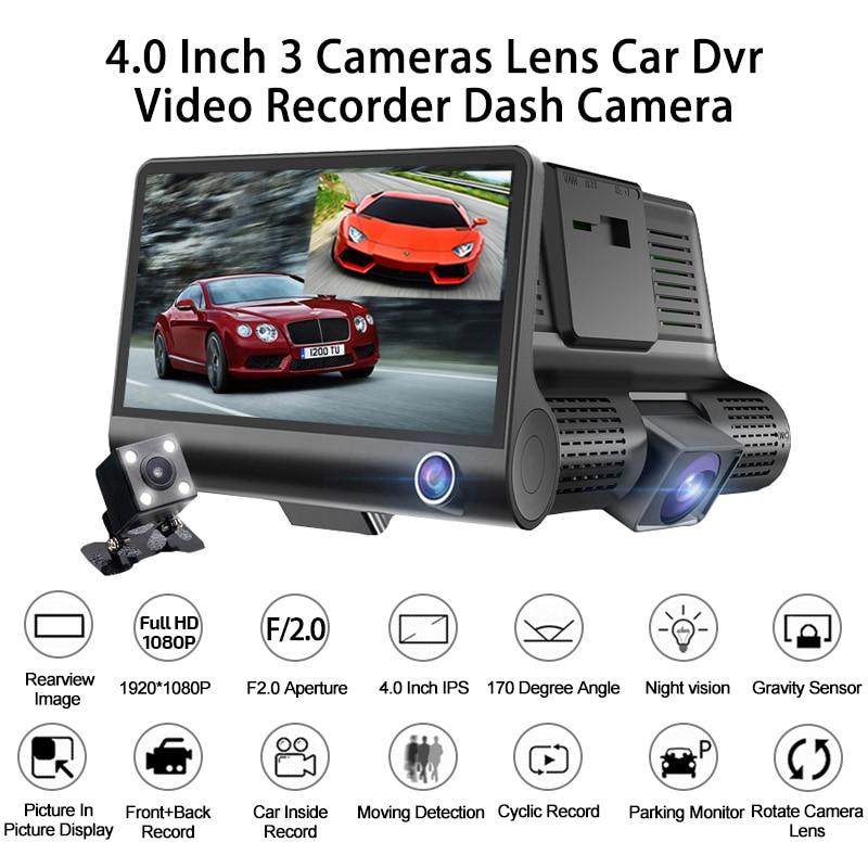 Car DVR 3 Cameras Lens 4.0 Inch Dash Camera Dual Lens With Rear view
