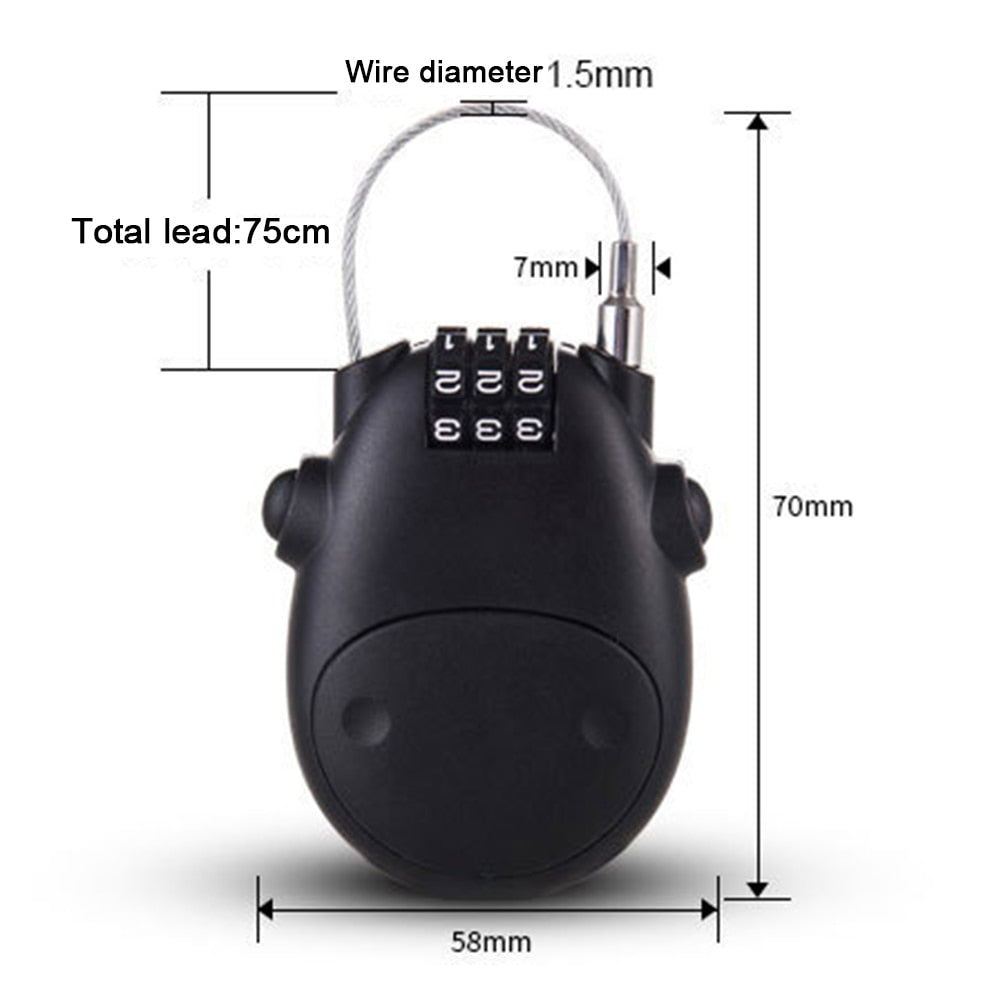 Motorcycle Helmet Code Combination Lock Telescopic Wire Rope Security