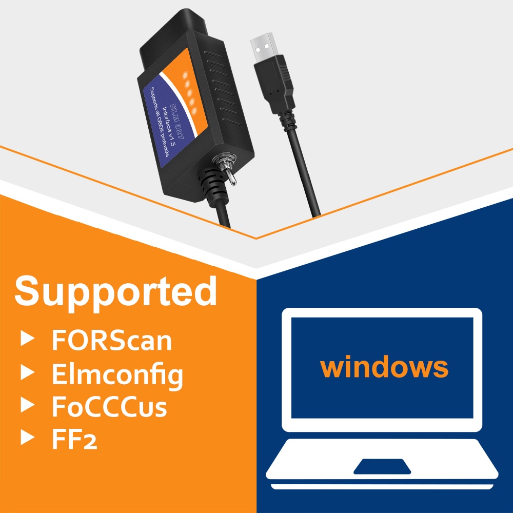 Ford FORScan ELM327 V1.5 USB Modified OBD Code Scanner HS MS-CAN ELMConfig