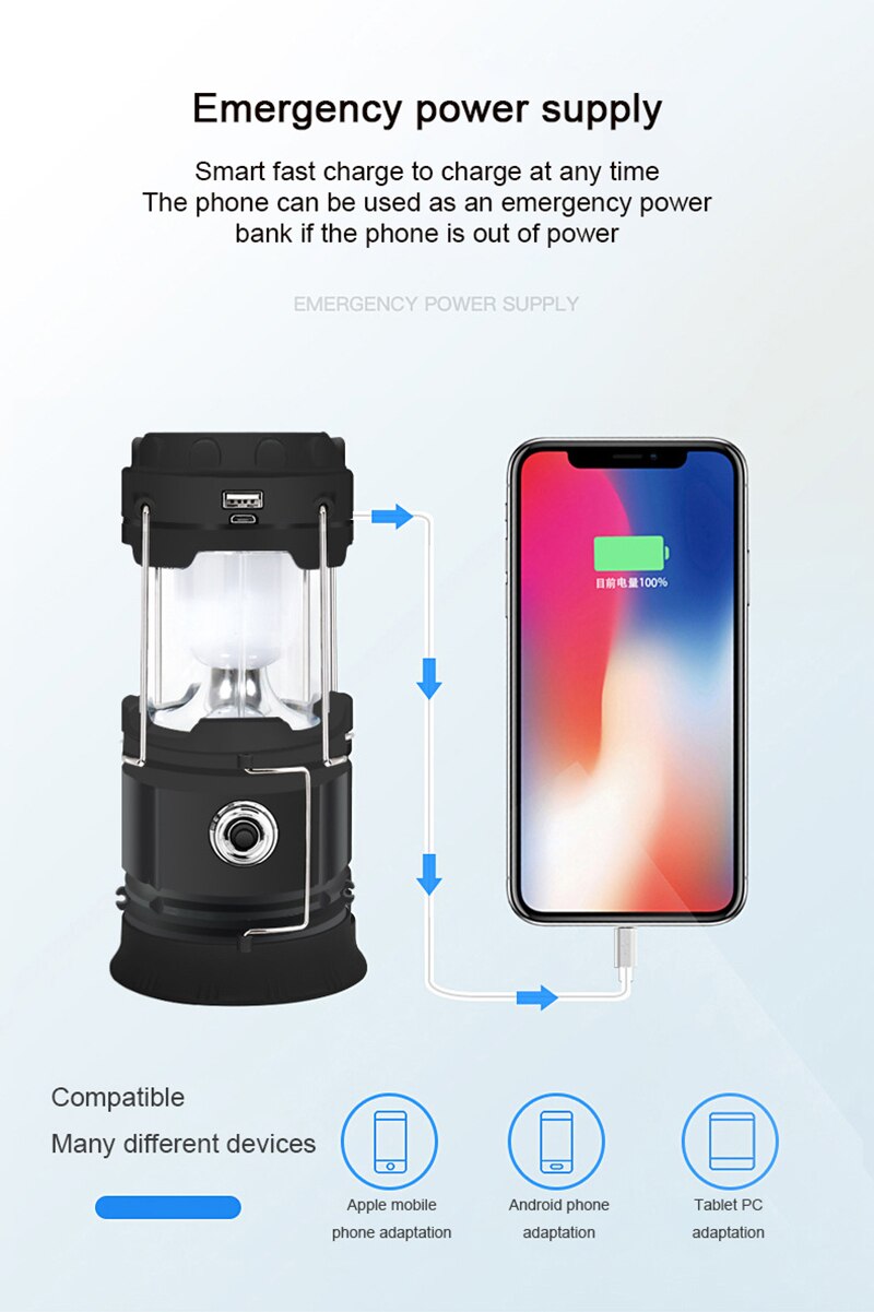 Solar-Powered LED Camping Lantern - Perfect for Hiking, Camping, Emergencies