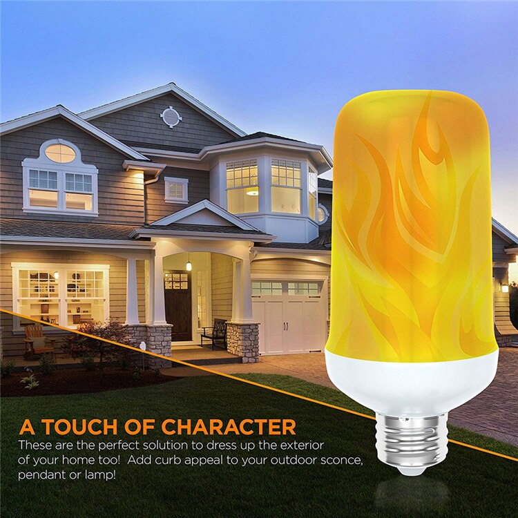 LED Flame Effect Light Bulb 4 Modes Flame Lights Bulbs E27 Base Fire Light Bulbs