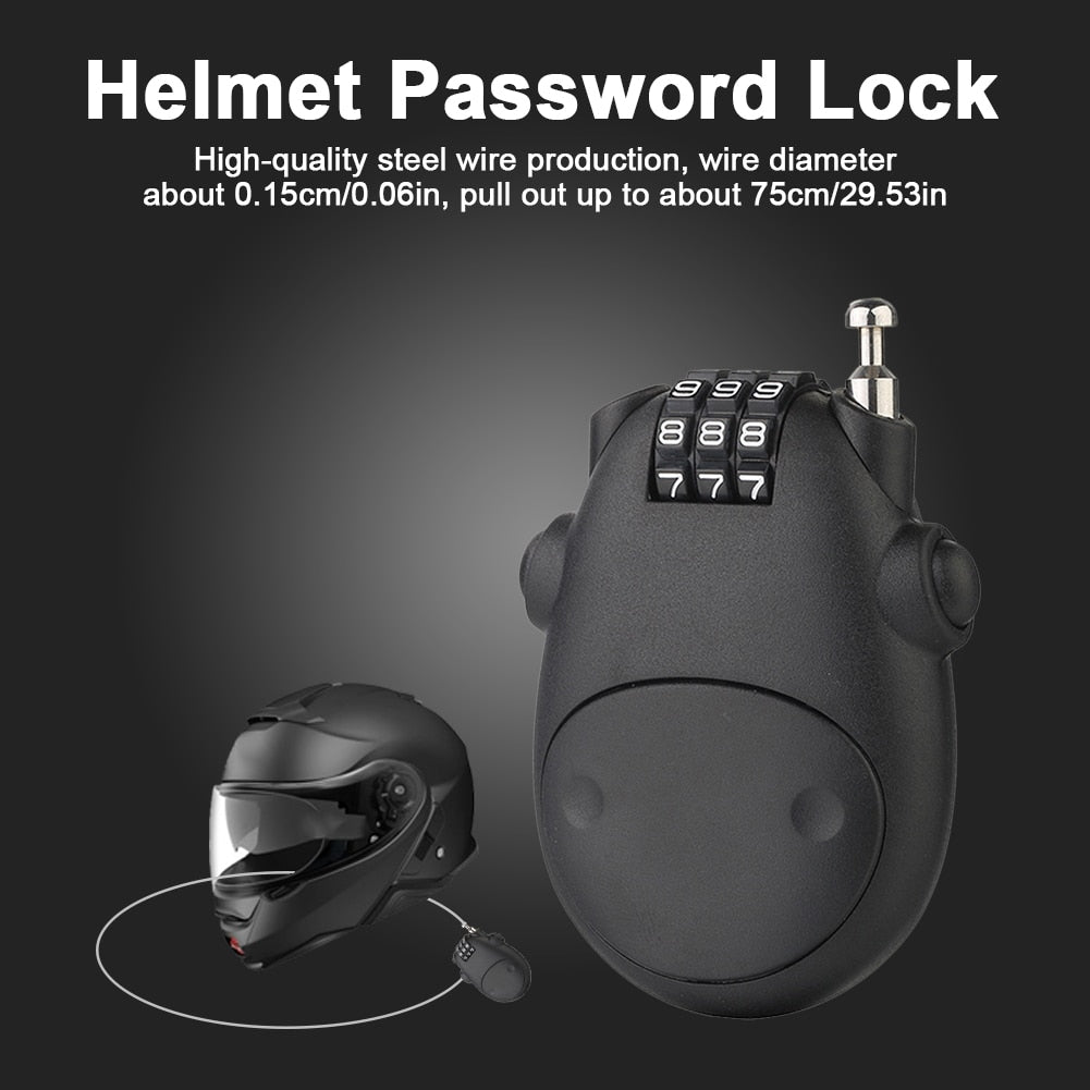 Motorcycle Helmet Code Combination Lock Telescopic Wire Rope Security