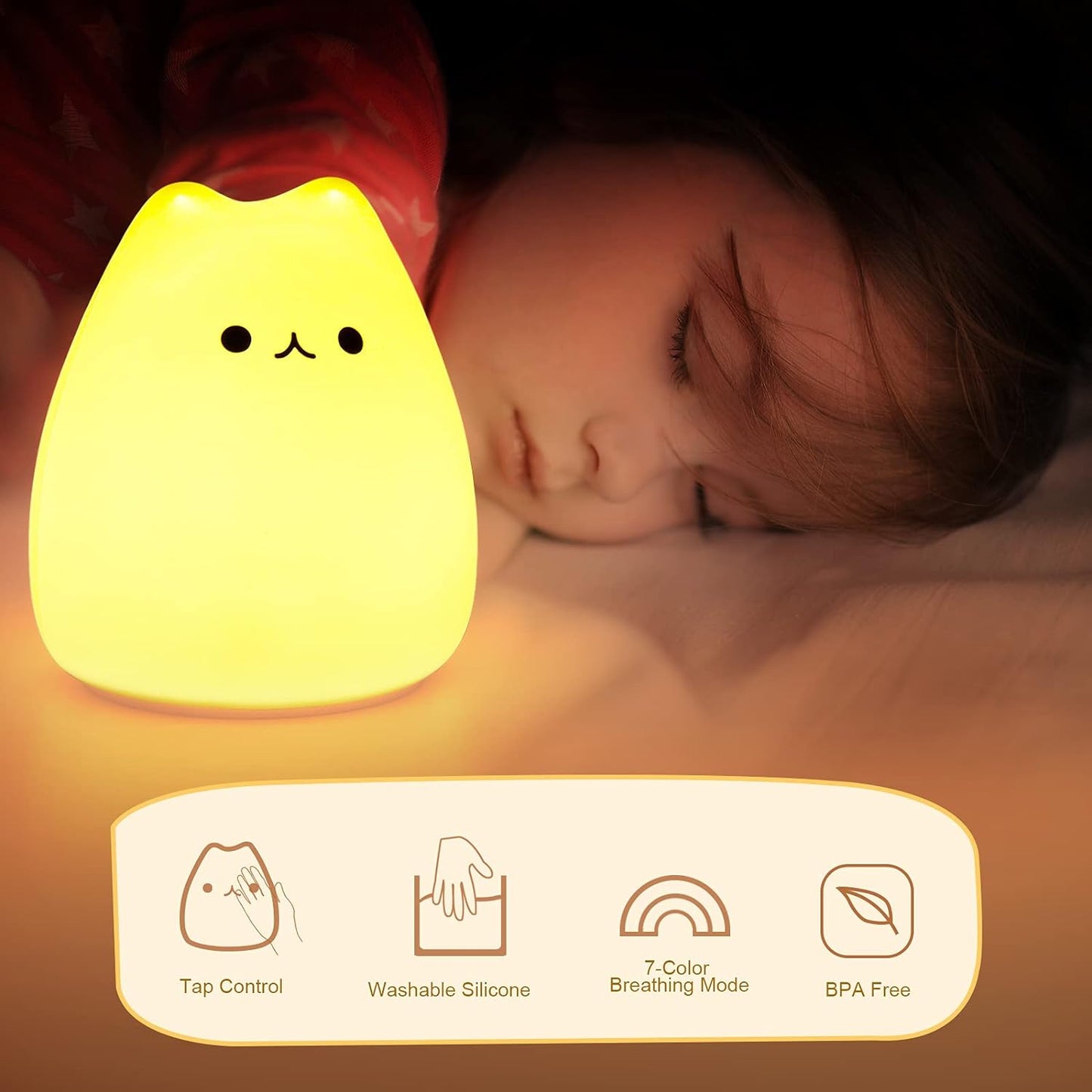 Portable Soft Silicone Cute Cat LED Night Light