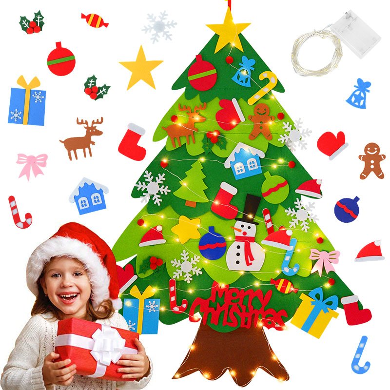DIY Felt Christmas Tree Set 32 pcs Detachable Ornaments Interactive Felt Christmas Tree