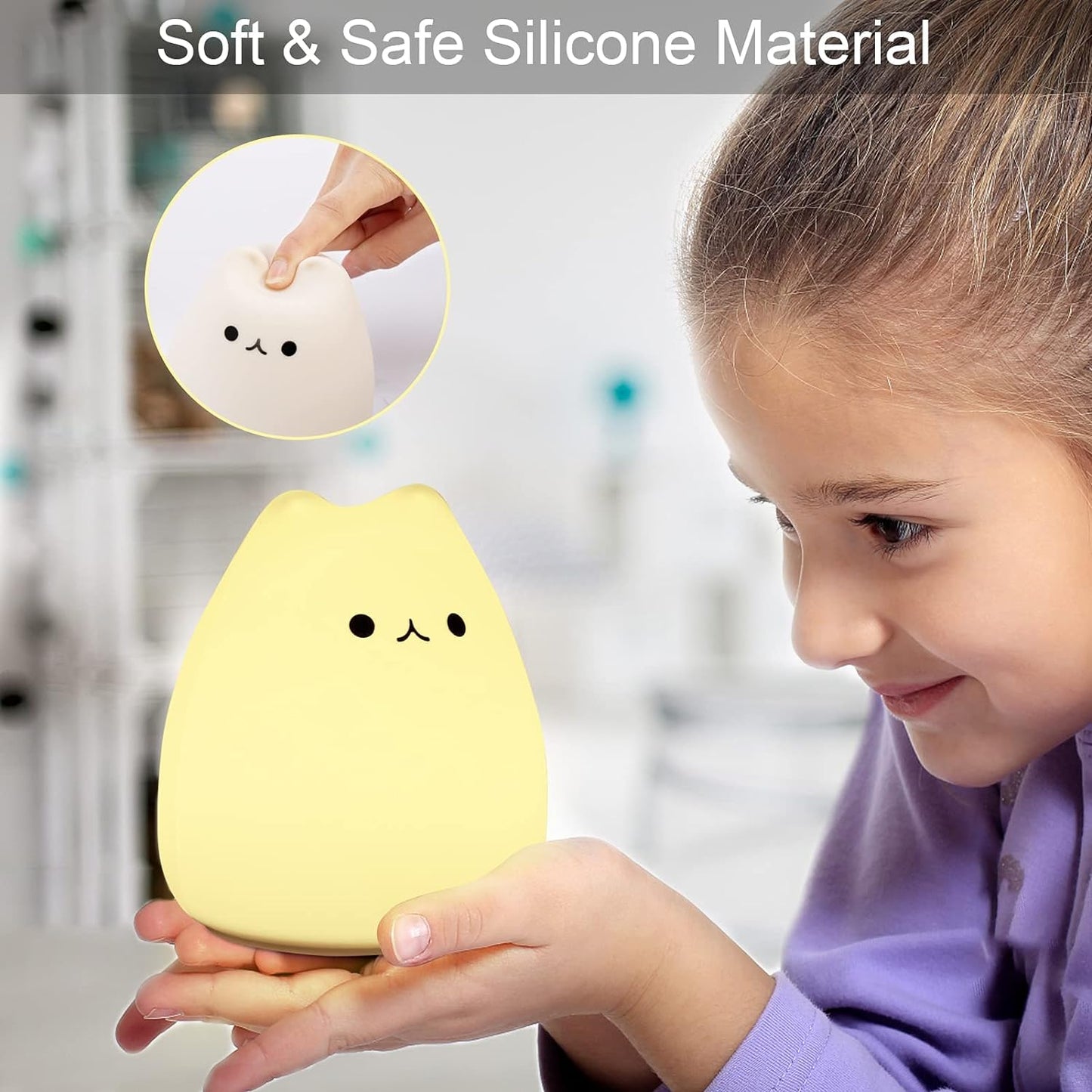Portable Soft Silicone Cute Cat LED Night Light