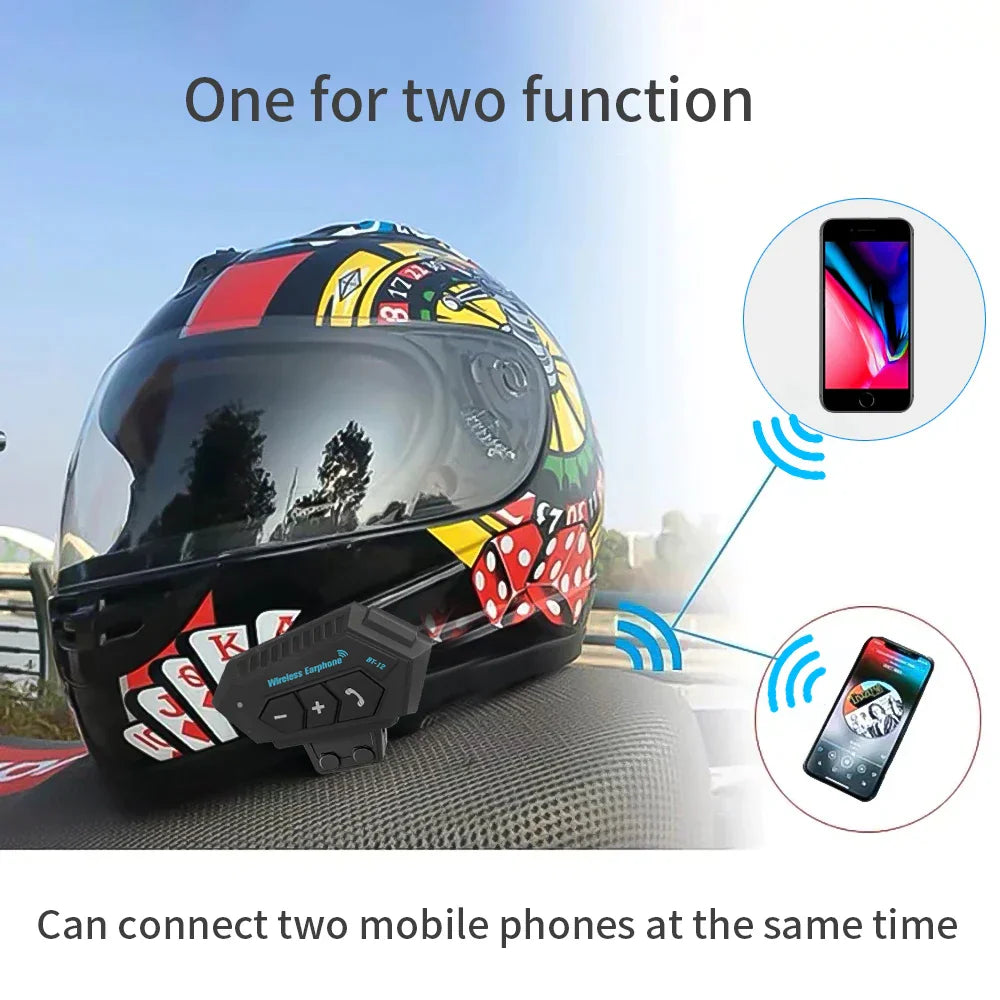 Motorcycle Helmet Bluetooth Headset Wireless Hands-Free Speaker Headphone