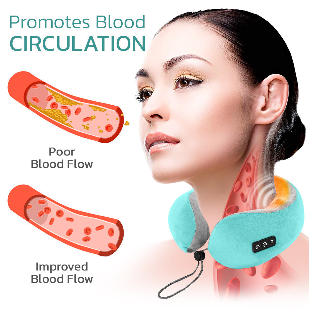 U-shape Electric Shiatsu Neck Pillow Massager Wireless Portable Massage Pillow