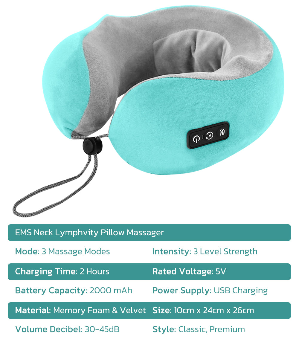 U-shape Electric Shiatsu Neck Pillow Massager Wireless Portable Massage Pillow