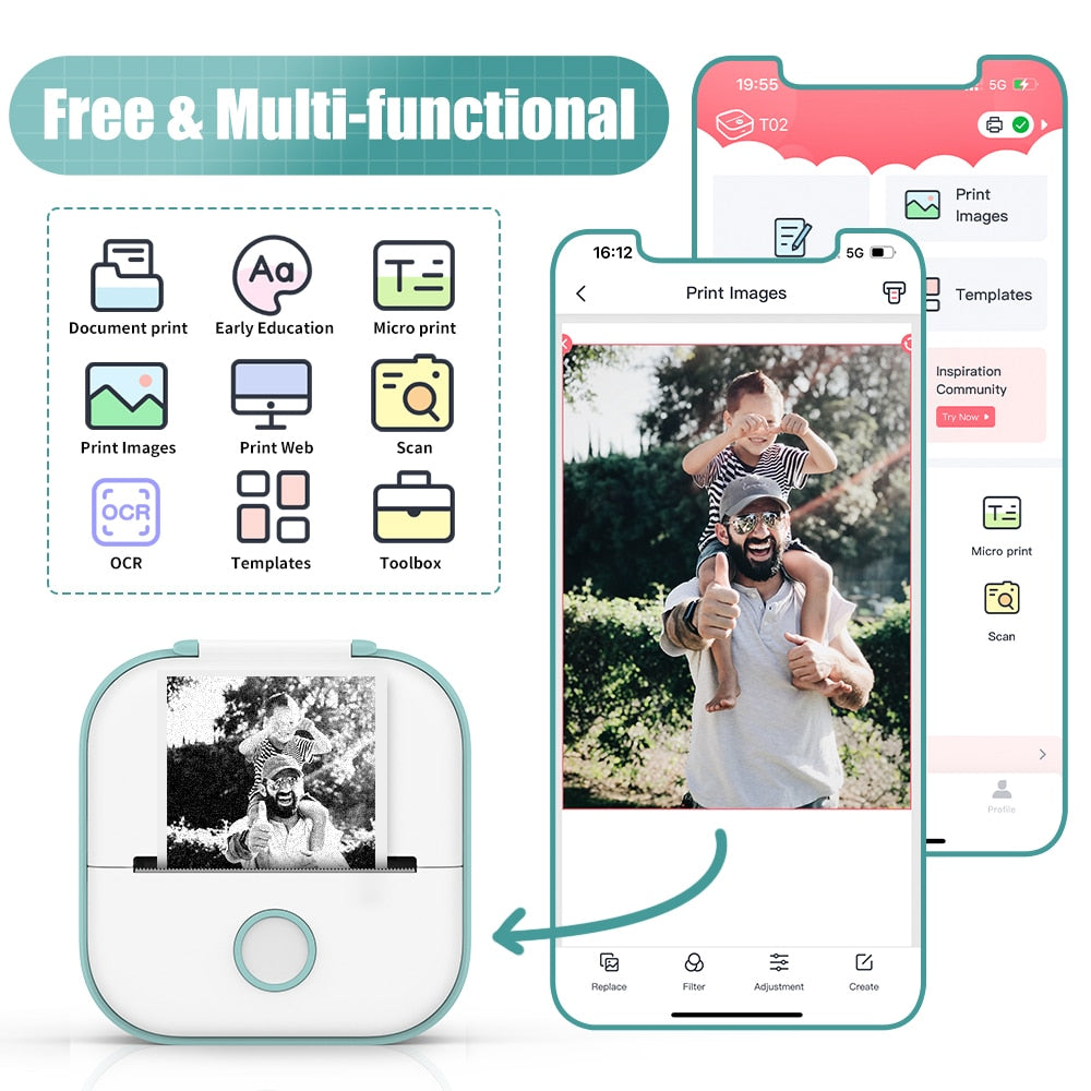 Mini Portable Sticker Printer Bluetooth Wireless Thermal Printer