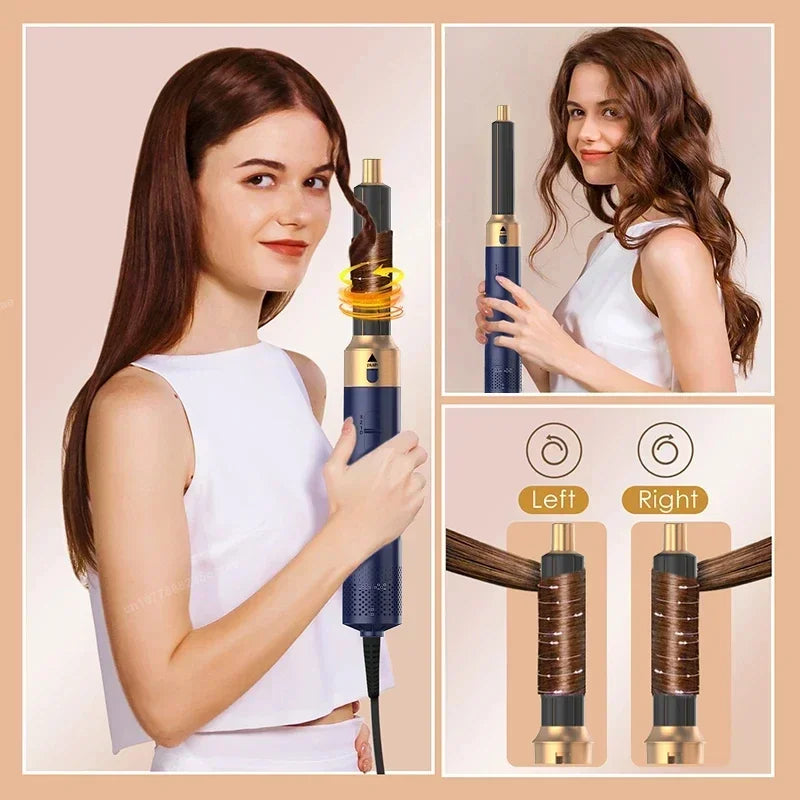 All in 1 Hair Styling Set – Hair Dryer, Straightener, Curling Iron & Hot Air Brush Combo 6 Pcs Set
