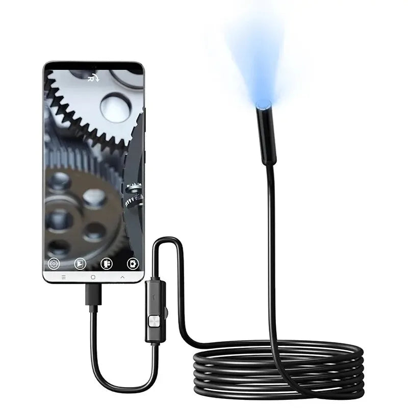 Dual Lens Endoscope Camera – FHD Waterproof Borescope with Light for iOS & Android Inspection
