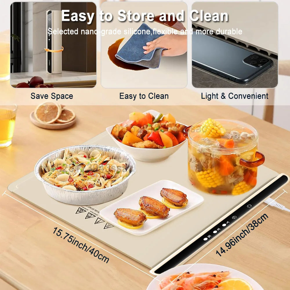Electric Food Warming Mat – Silicone Heating Mat for Food With Adjustable Temperature