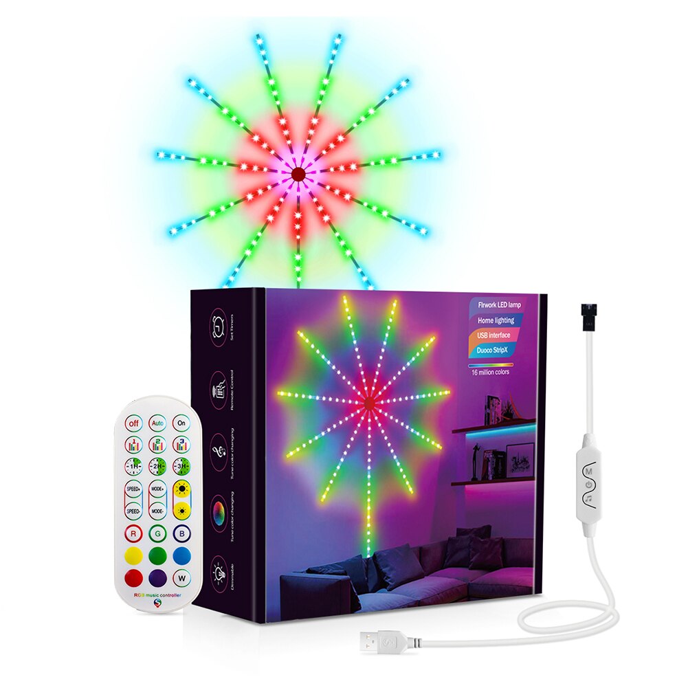 LED Firework Strip Lights Dream Color RGB Smart Music Sync APP & Remote Control
