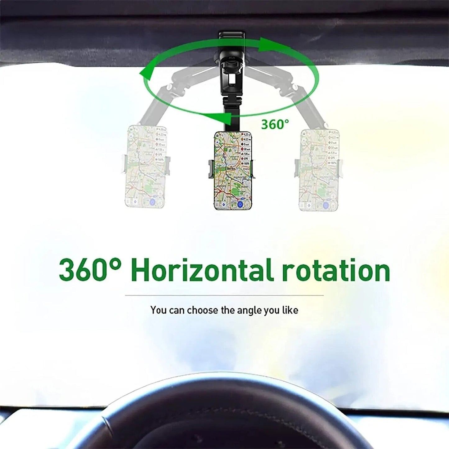 1080° Rotatable and Retractable Car Phone Holder