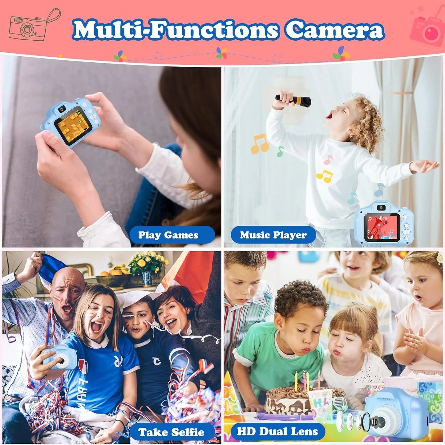 Kids Digital Mini DSLR Camera With 32G TF Memory Card