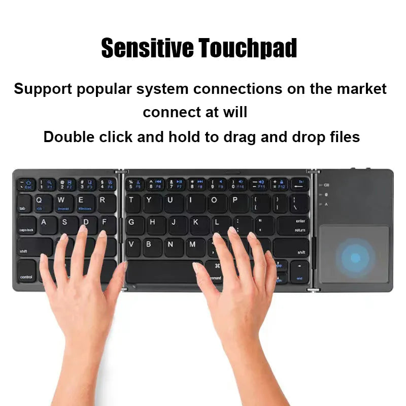 Folding Wireless Bluetooth Keyboard With Touchpad For Windows, Android, IOS Phone