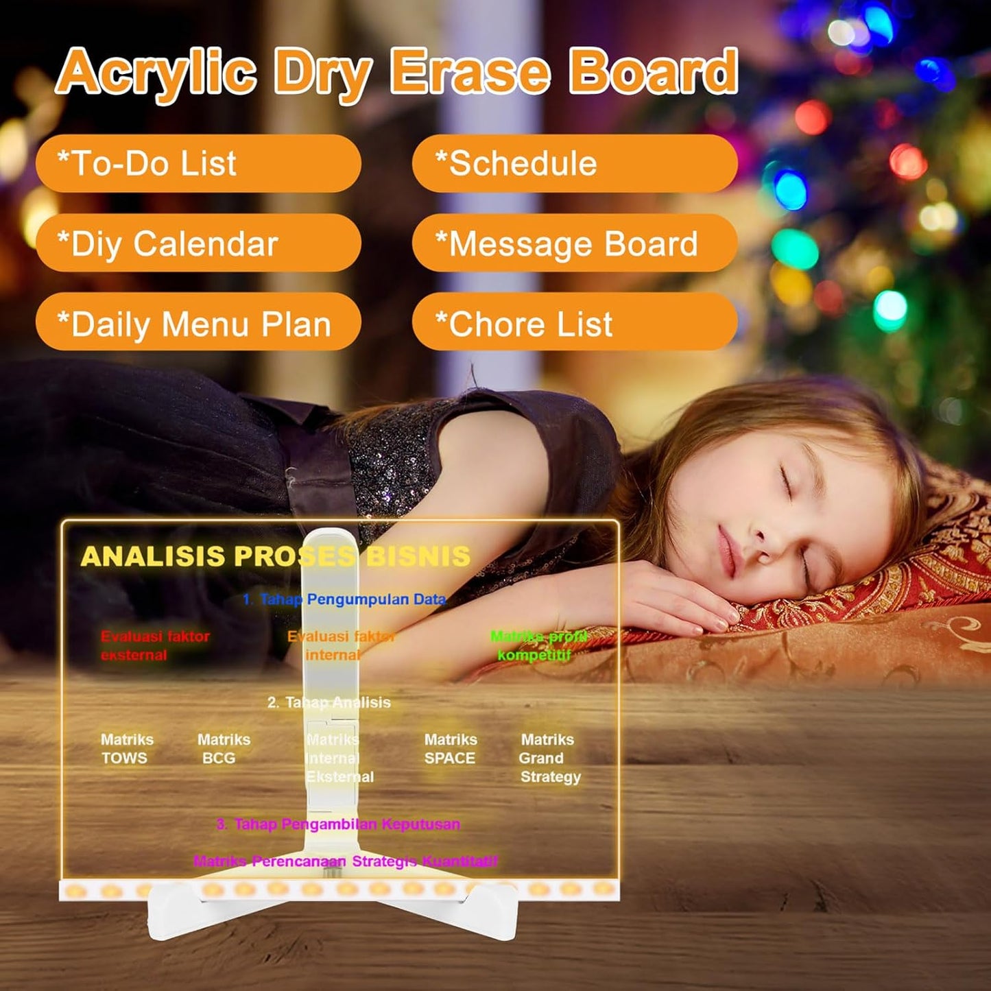 LED Note Board with Colors, Acrylic Dry Erase Board with 7 Pens for Office Home