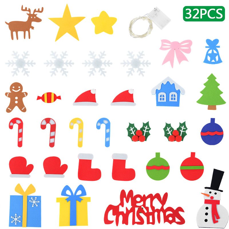 DIY Felt Christmas Tree Set 32 pcs Detachable Ornaments Interactive Felt Christmas Tree
